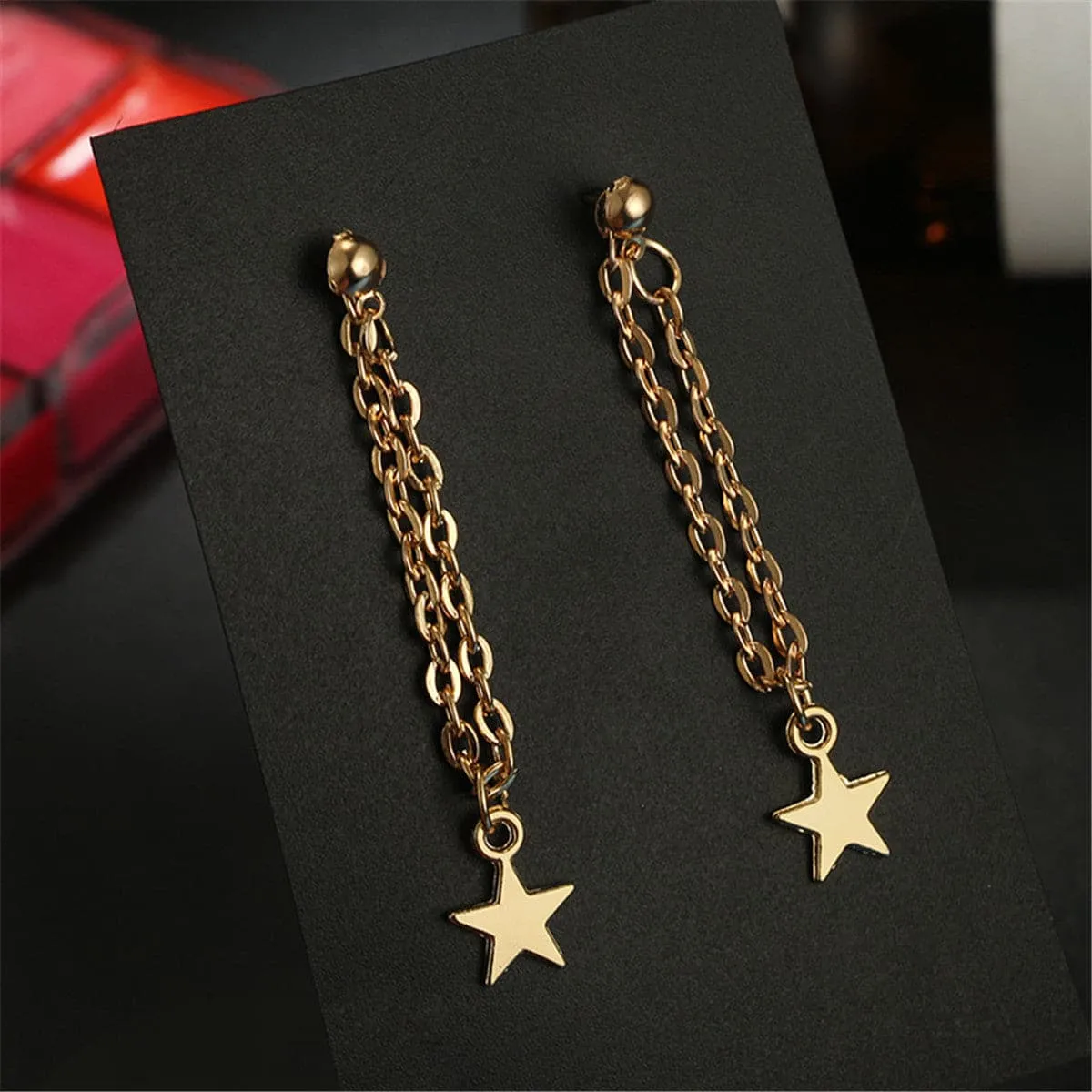 18K Gold-Plated Cable Chain Star Ear Jackets