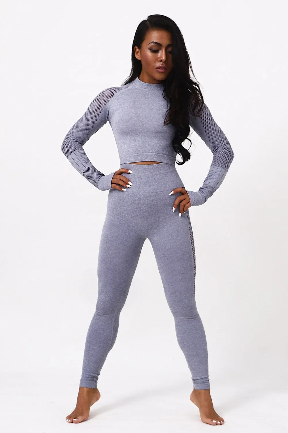 2pcs Women Seamless Yoga Set - Long Sleeve
