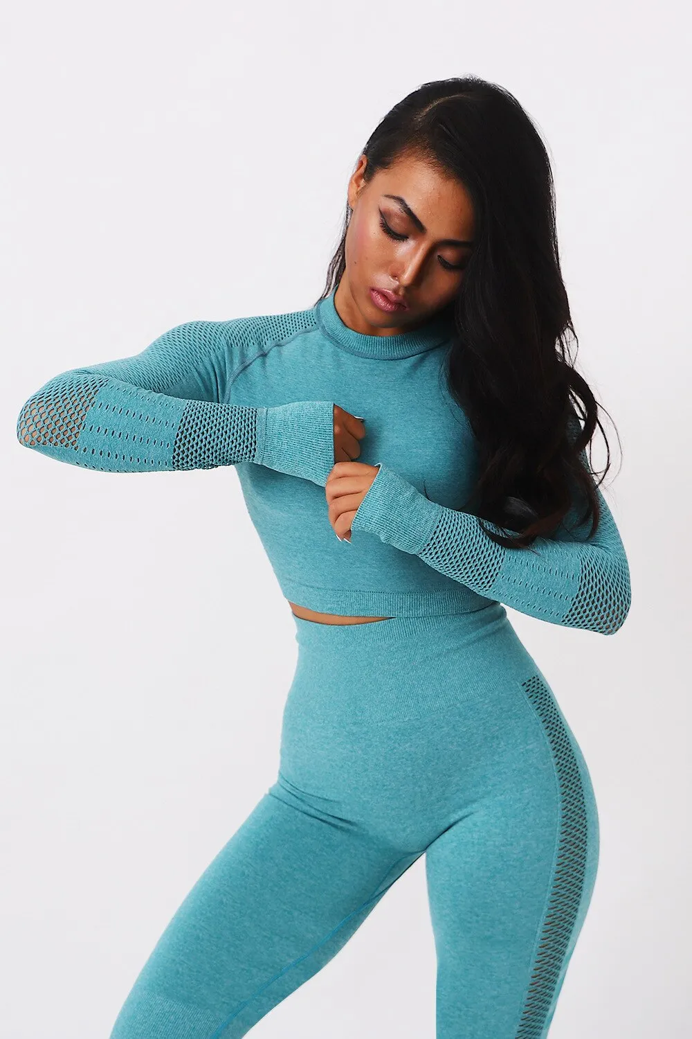 2pcs Women Seamless Yoga Set - Long Sleeve