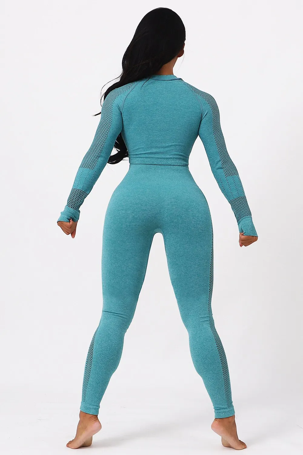 2pcs Women Seamless Yoga Set - Long Sleeve