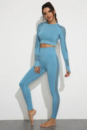 2pcs Women Seamless Yoga Set - Long Sleeve