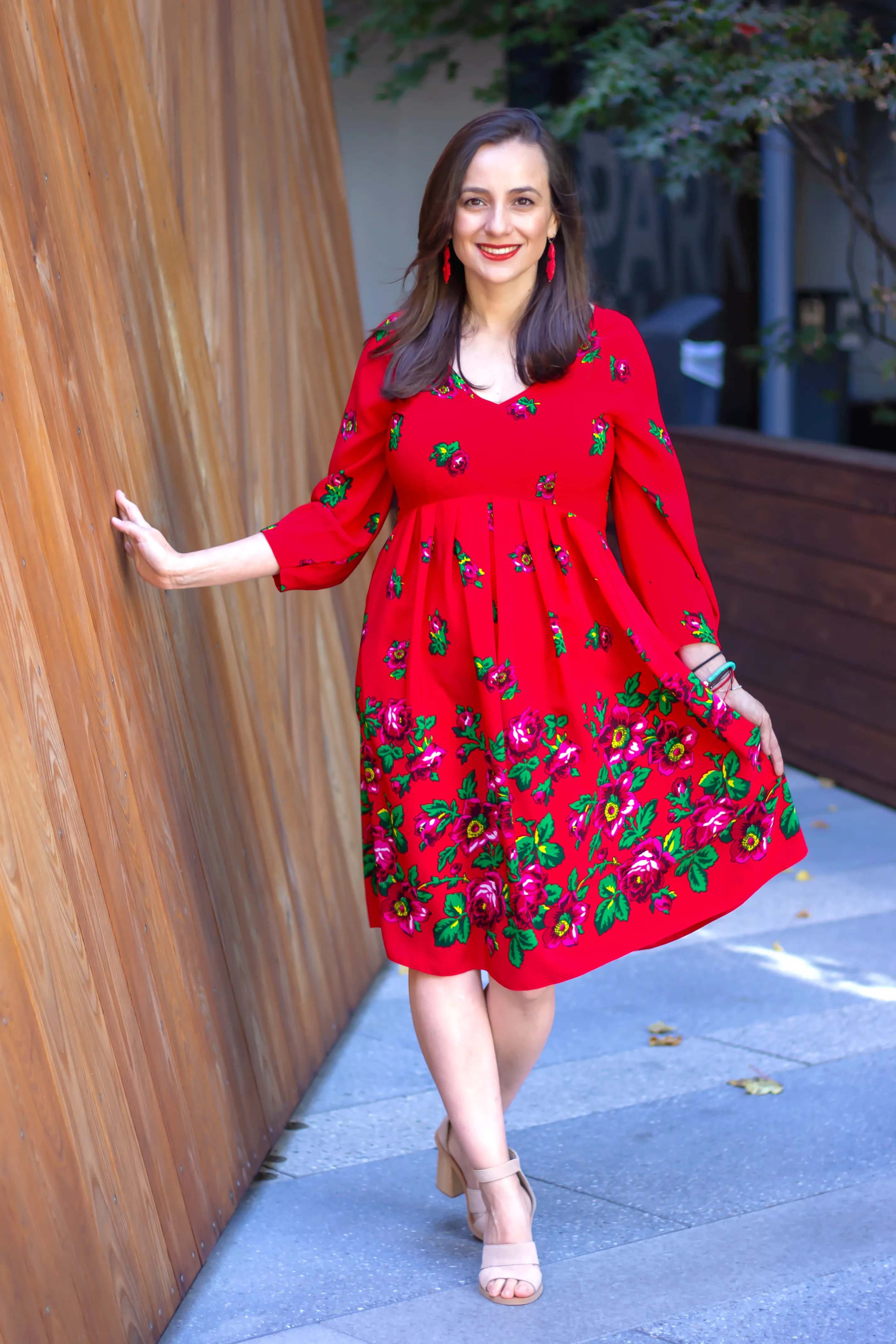 Adela Red Folk Dress
