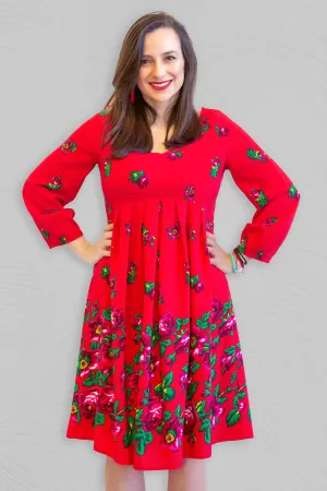 Adela Red Folk Dress