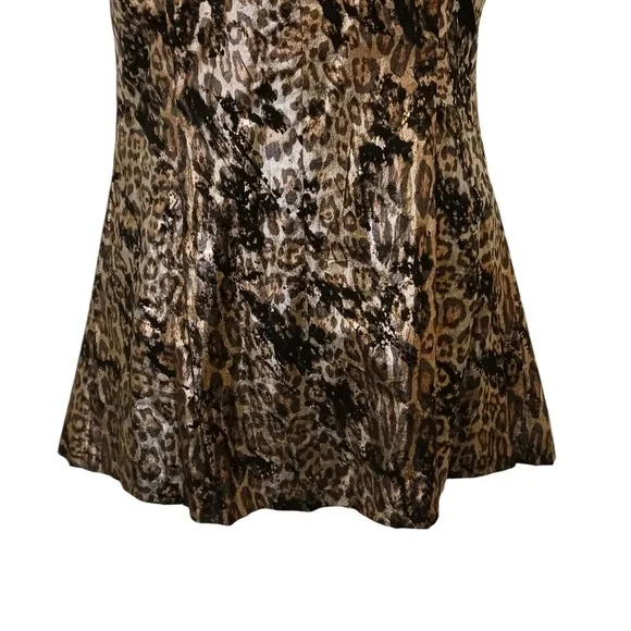 Alberto Makali Large Leopard Animal Print Metallic Vest Open Sleeveless Jacket