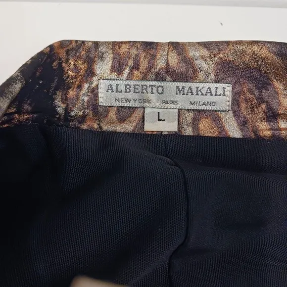 Alberto Makali Large Leopard Animal Print Metallic Vest Open Sleeveless Jacket