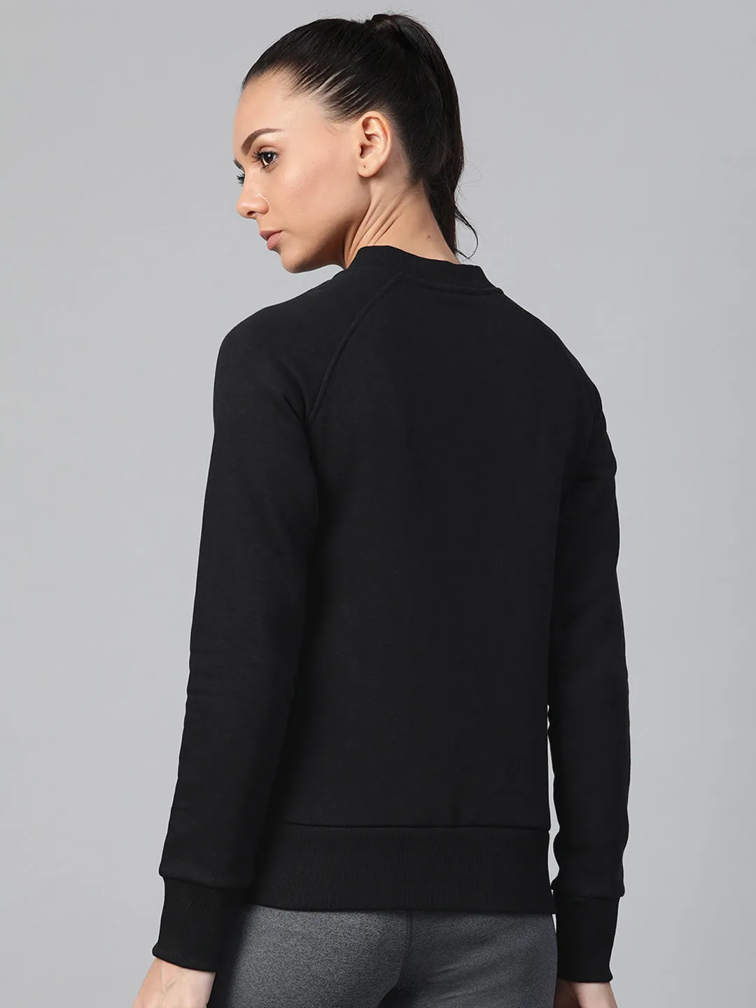 Alcis Women Black Solid Lightweight Sporty Jacket