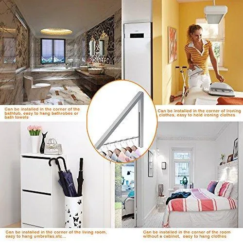 Anjuer Wall Mounted Drying Rack Clothes Hanger Folding Wall Coat Racks Aluminum Home Storage Organiser Space Savers