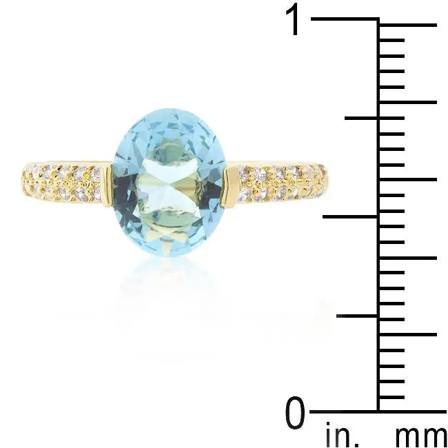 Aqua Oval Cubic Zirconia Engagement Ring