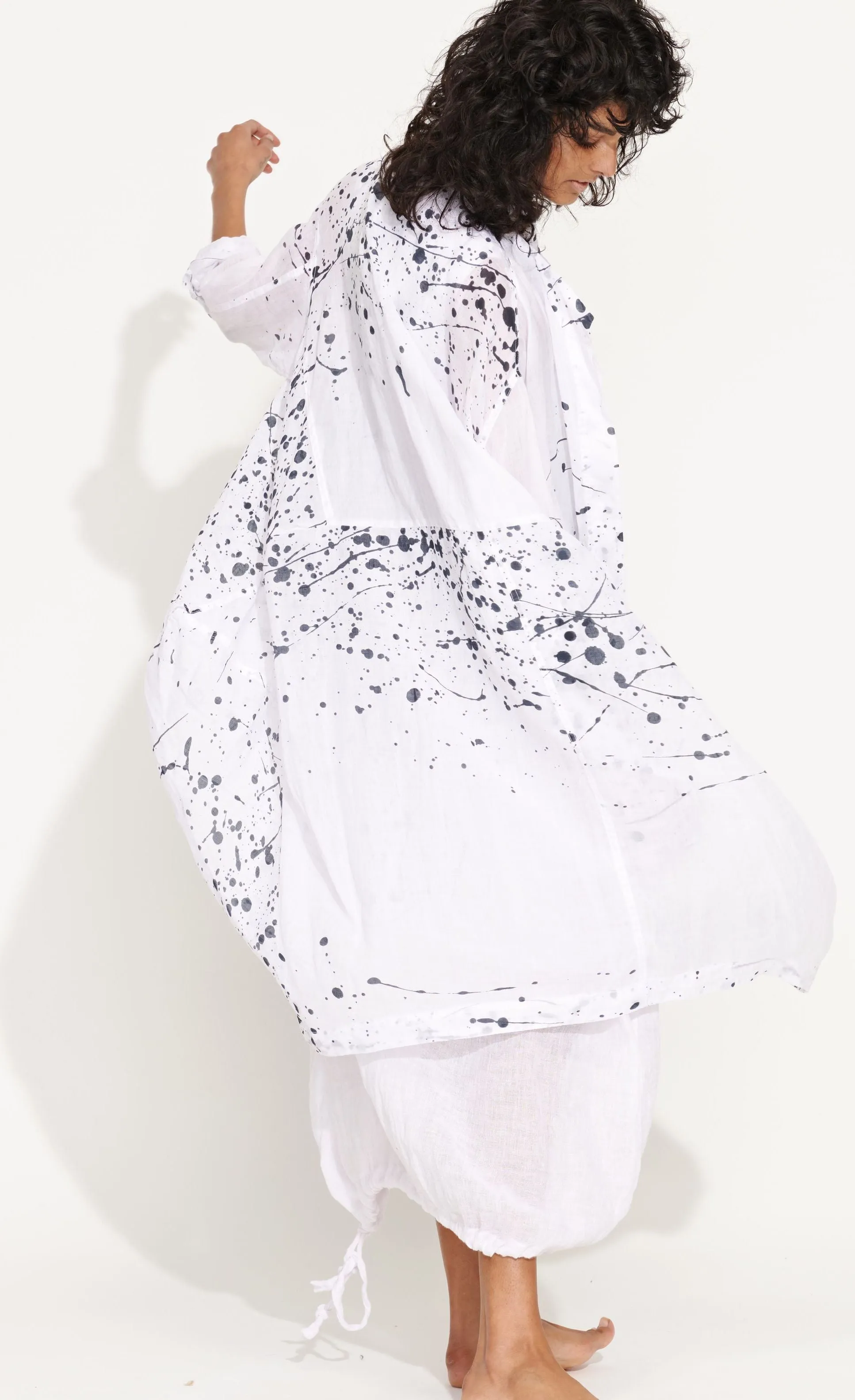 Banana Blue Navy Splash Print Duster