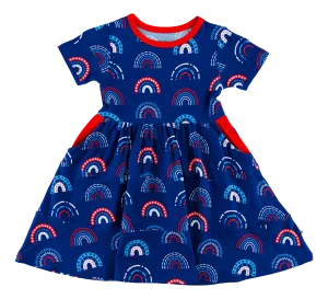 Birdie Bean Anthem Rainbows 4th of July Print Girls Birdie Dress