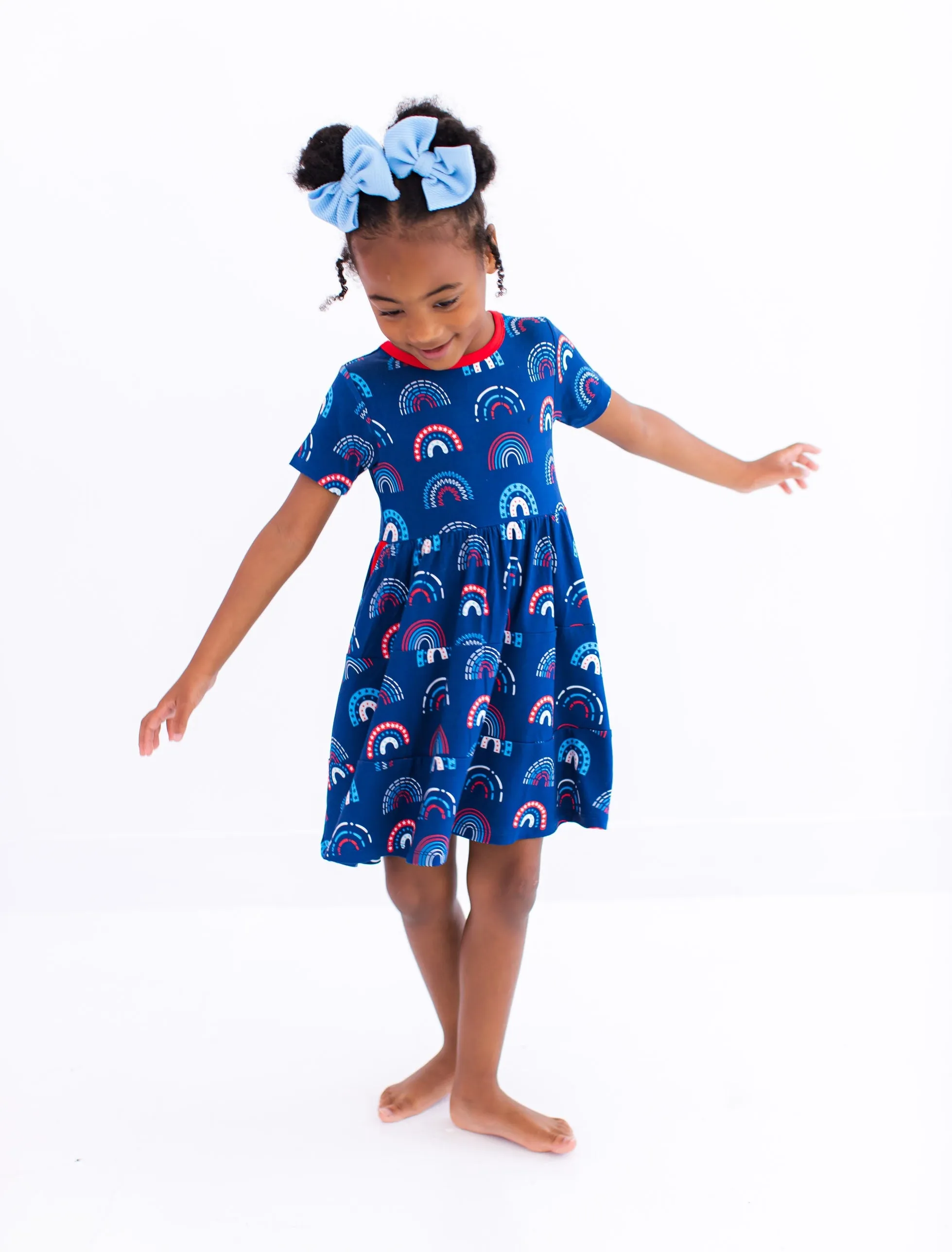 Birdie Bean Anthem Rainbows 4th of July Print Girls Birdie Dress