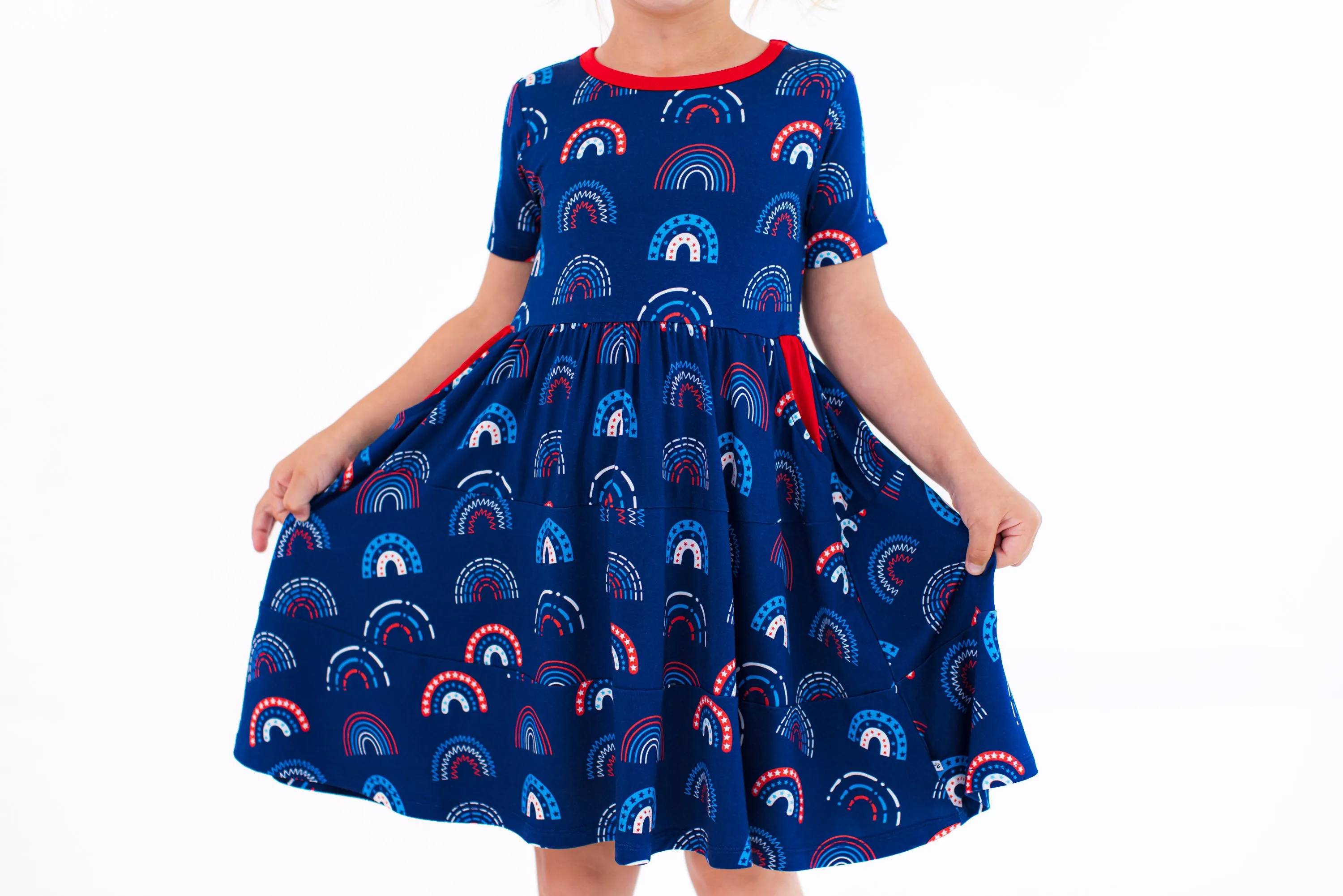 Birdie Bean Anthem Rainbows 4th of July Print Girls Birdie Dress