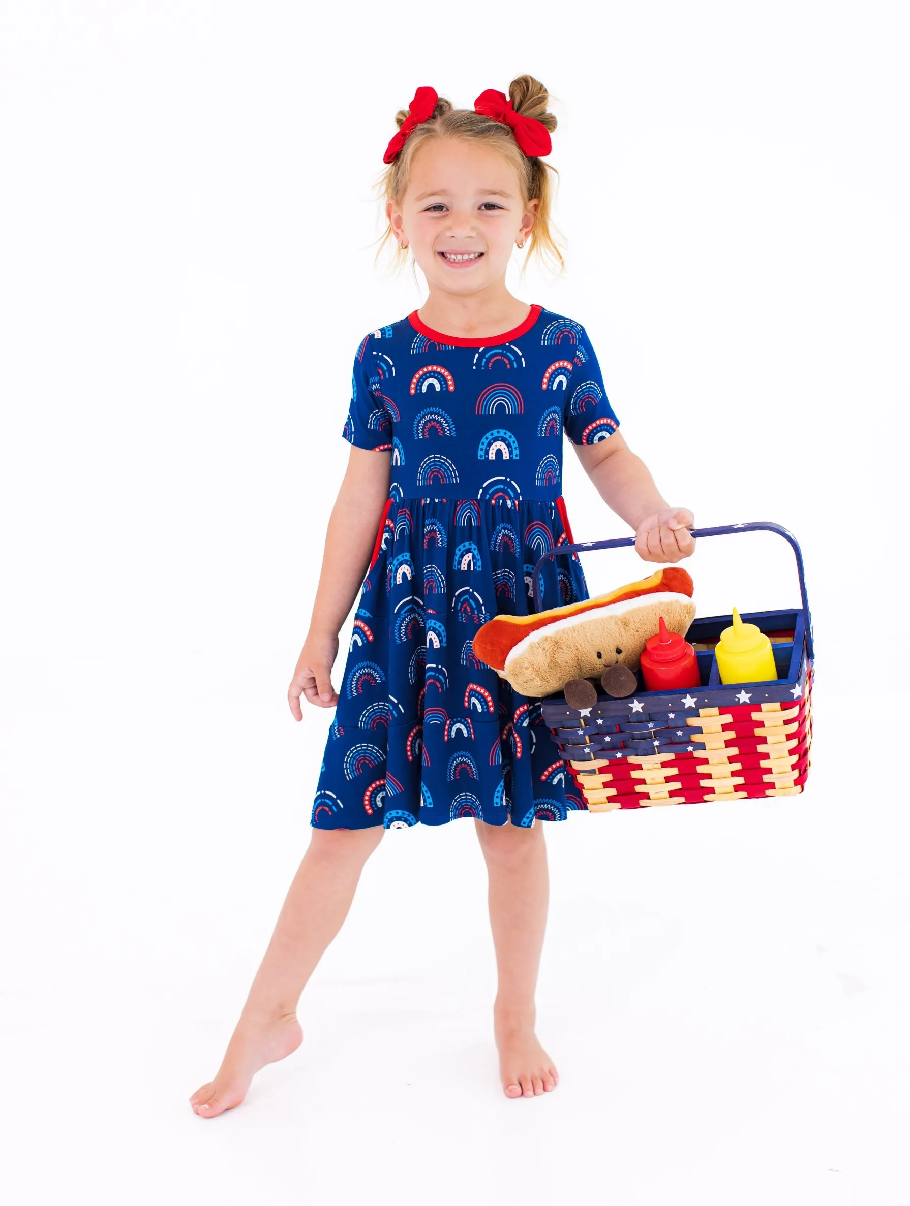 Birdie Bean Anthem Rainbows 4th of July Print Girls Birdie Dress