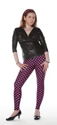 Black and Pink Dots Spandex Leggings