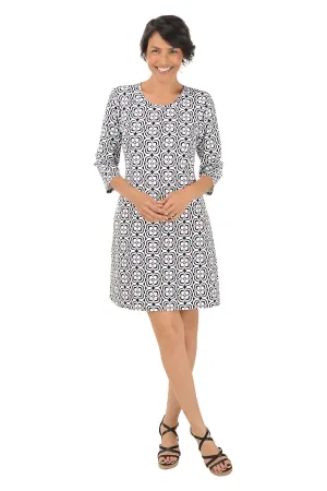 Black Optical Daisy UPF50  Travel Dress