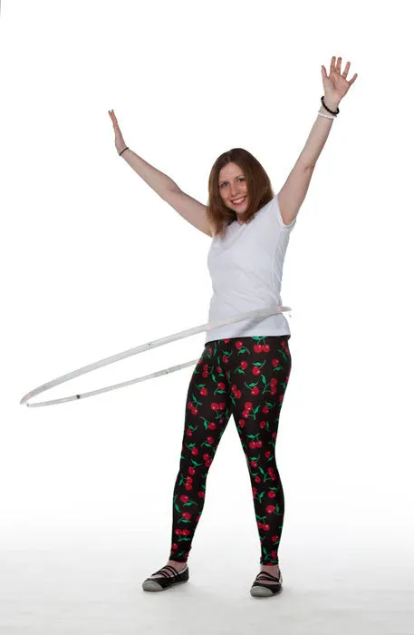 Black Spandex Leggings With Cherries On Top