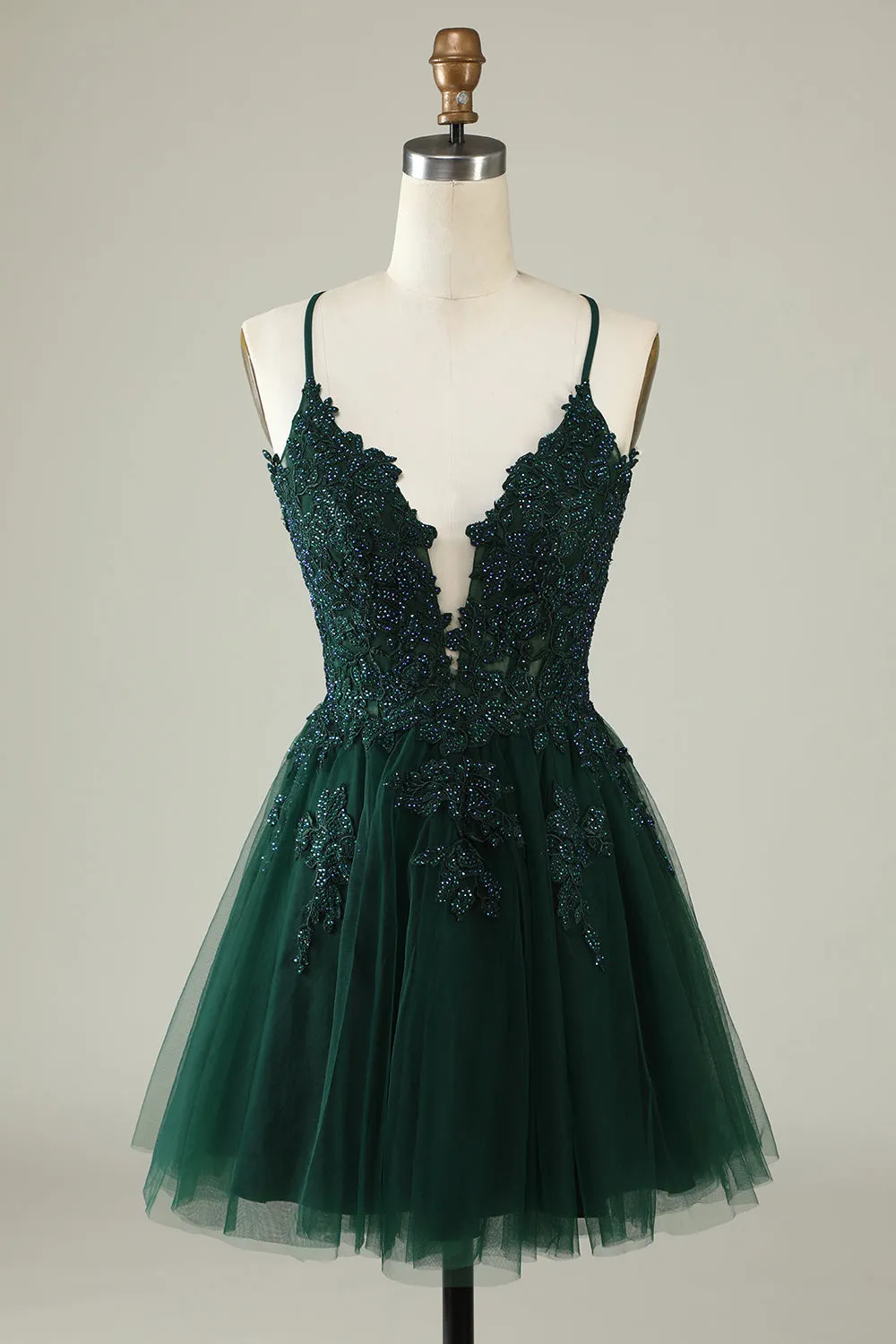 Blush A Line Spaghetti Straps Short Homecoming Dress with Appliques