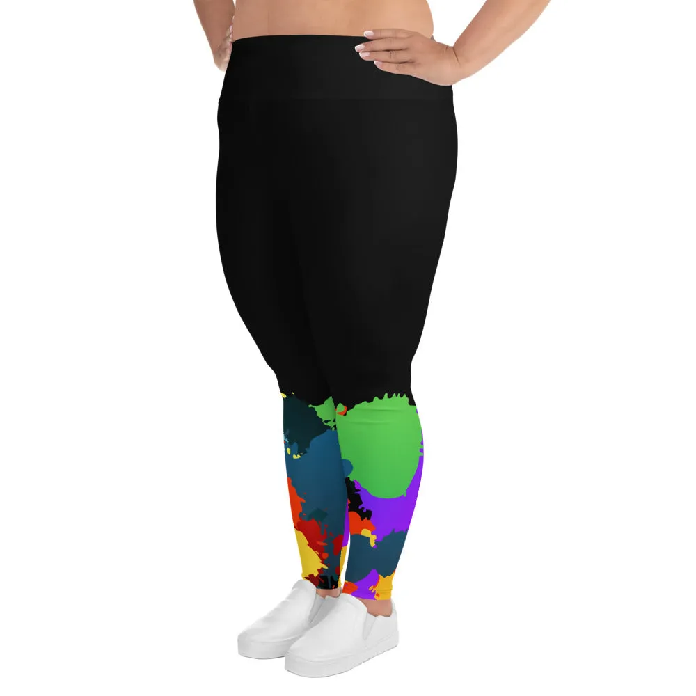 Bojoul Plus Size Paint Splashed Leggings