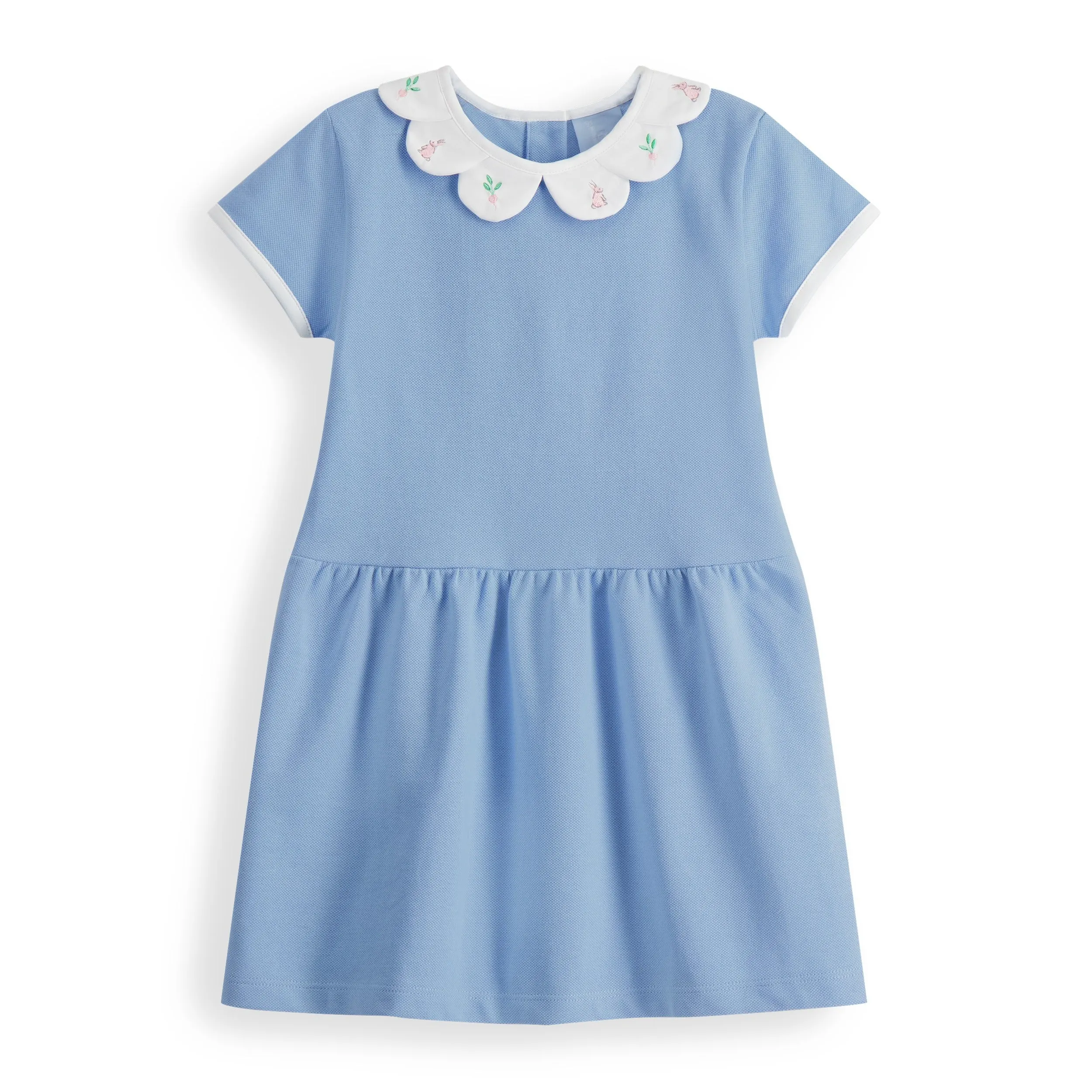 Cadence Dress -- Blue Pique w/ Bunnies