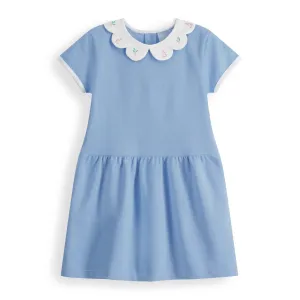 Cadence Dress -- Blue Pique w/ Bunnies