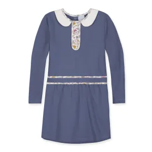 Carly Dress -- Steel Blue w/ Sasha's Garden