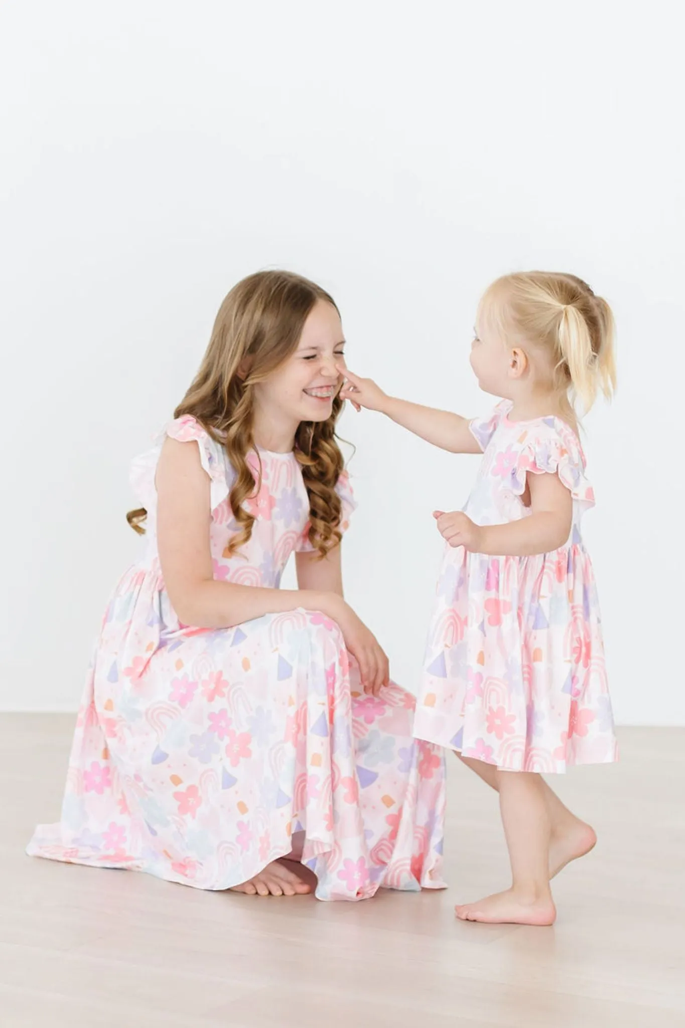 Castles & Rainbows Flutter Sleeve Twirl Dress