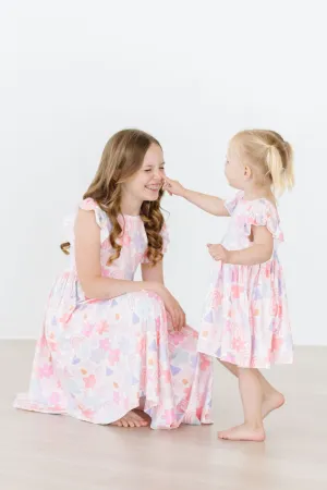 Castles & Rainbows Flutter Sleeve Twirl Dress