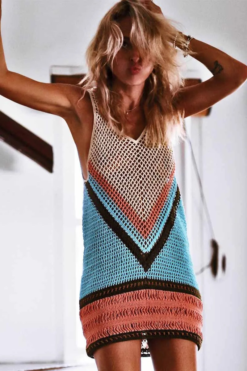 Chicindress Summer Beach Bikini Swimsuit Sun Protection Mini Dress