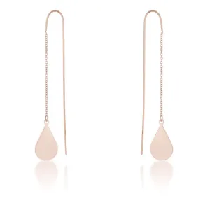 Chloe Rose Gold Stainless Steel Teardrop Threaded Drop Earrings