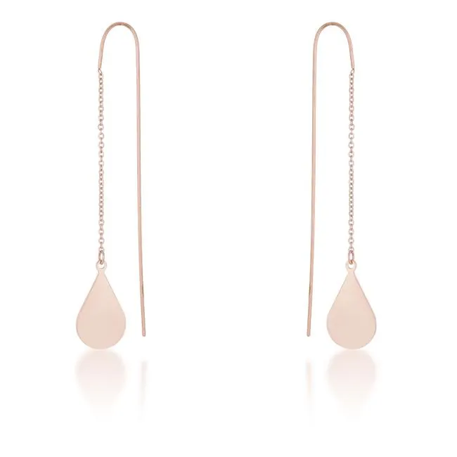 Chloe Rose Gold Stainless Steel Teardrop Threaded Drop Earrings