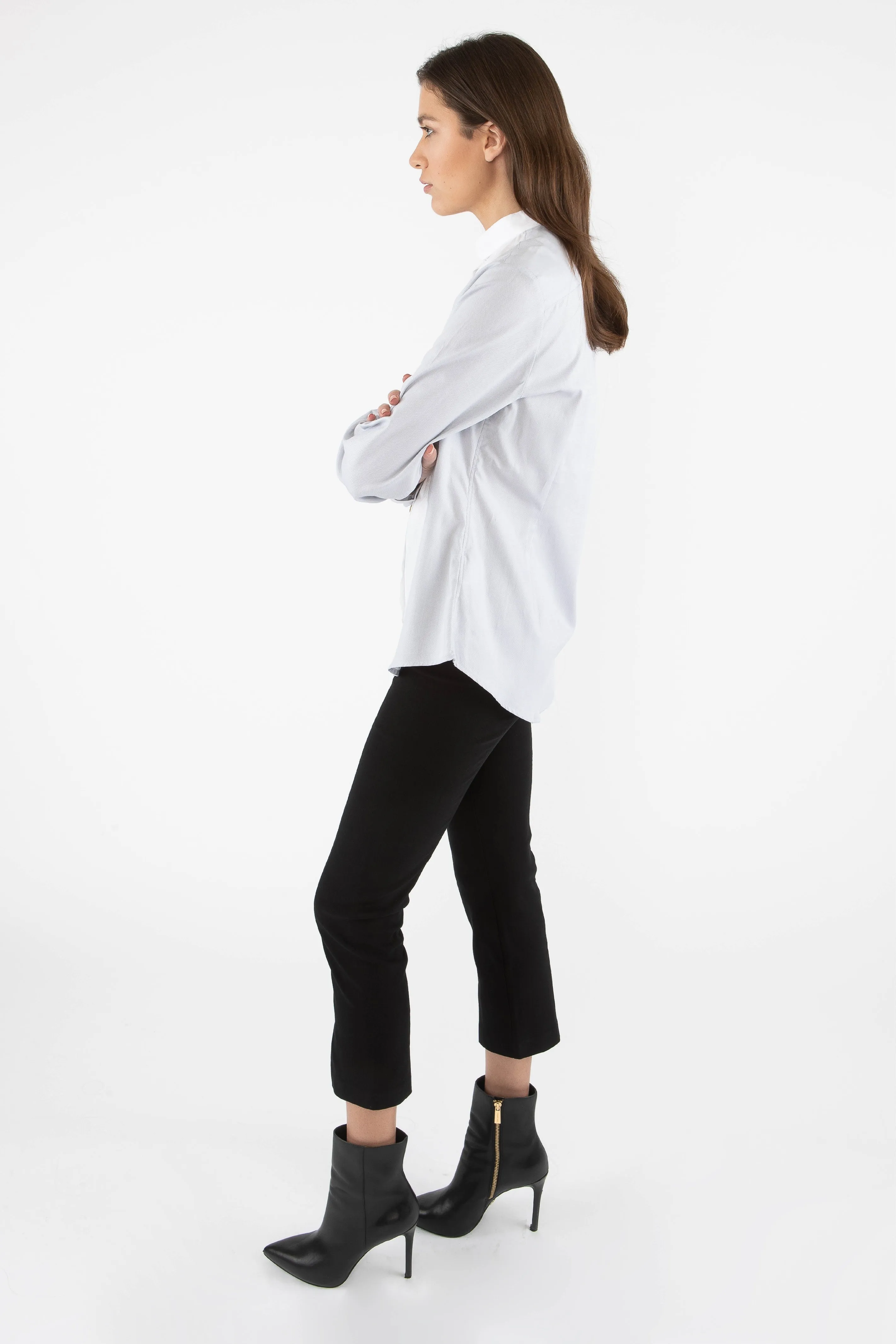 Classic Dress Shirt with Long Tail - Silver Gray