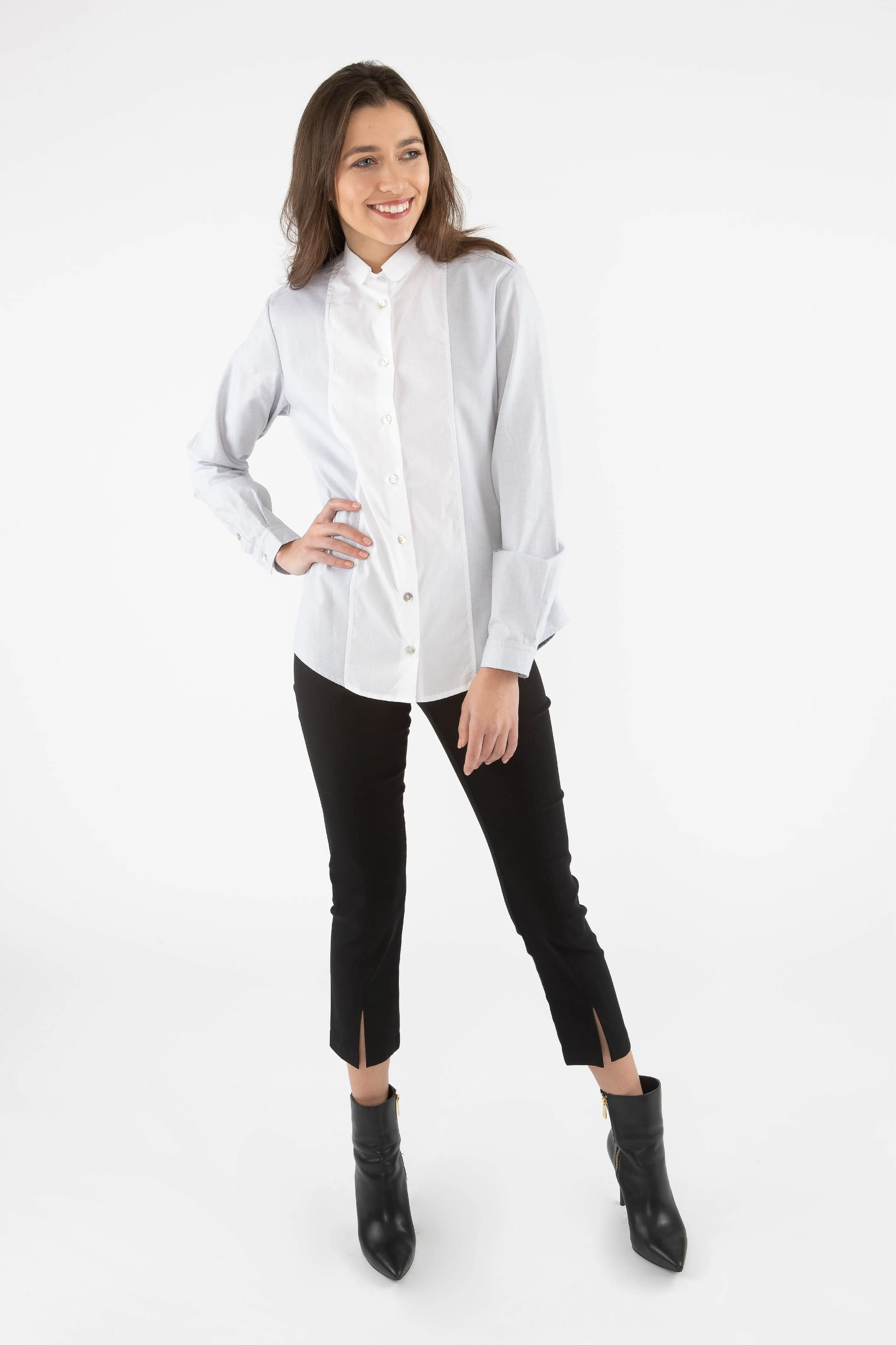 Classic Dress Shirt with Long Tail - Silver Gray