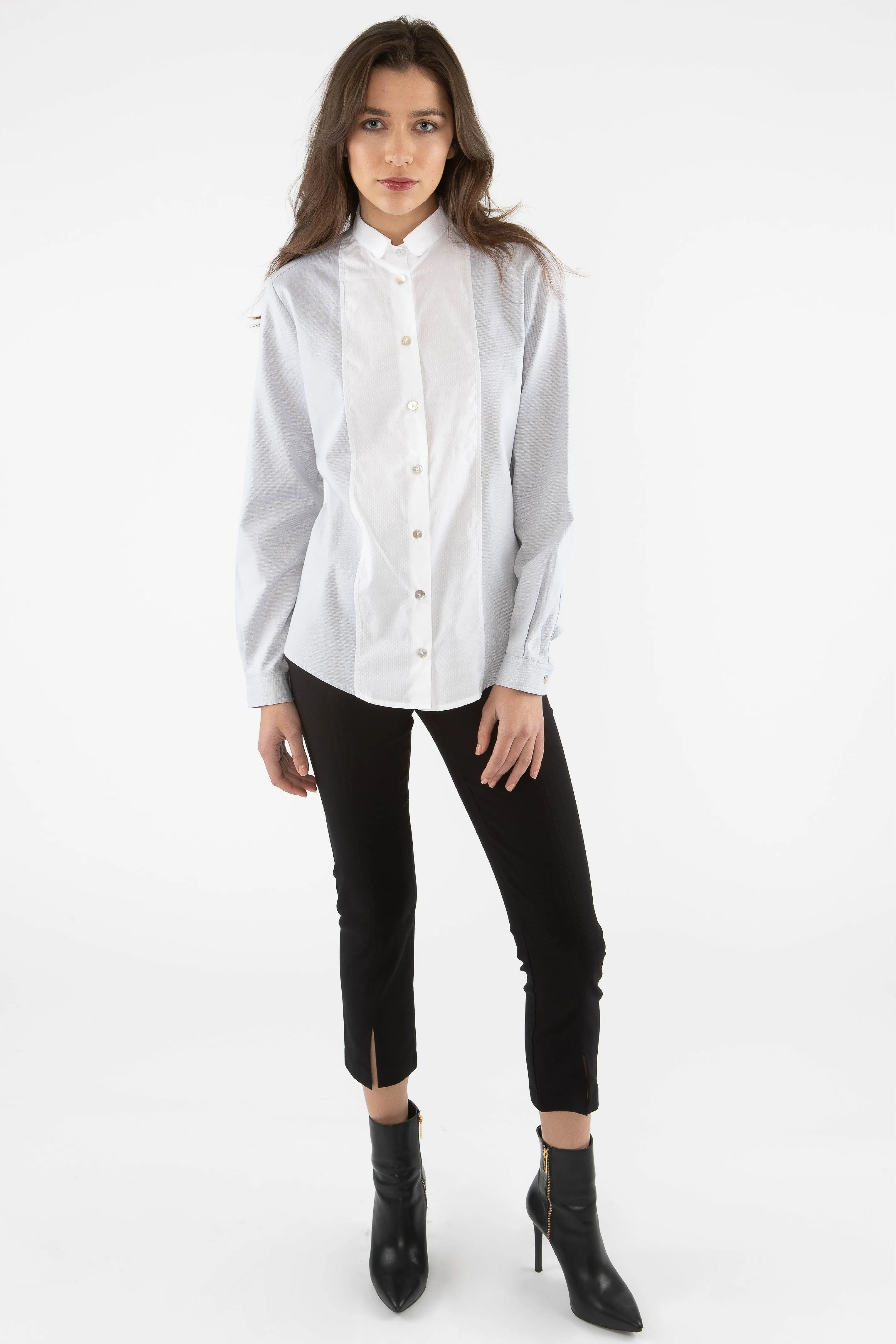 Classic Dress Shirt with Long Tail - Silver Gray