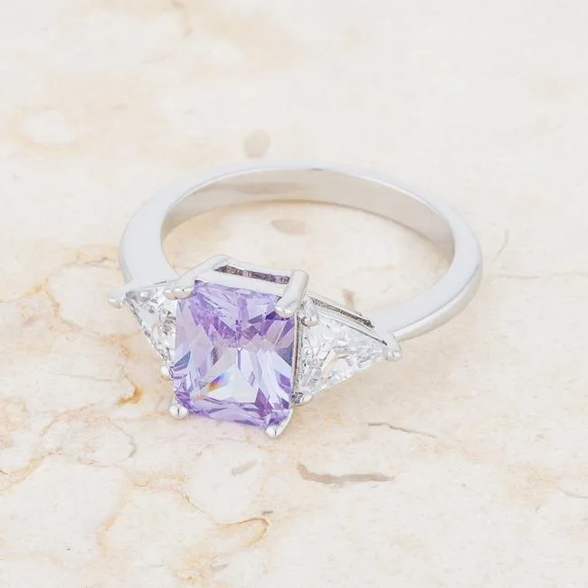 Classic Lavender White Gold Rhodium Engagement Ring