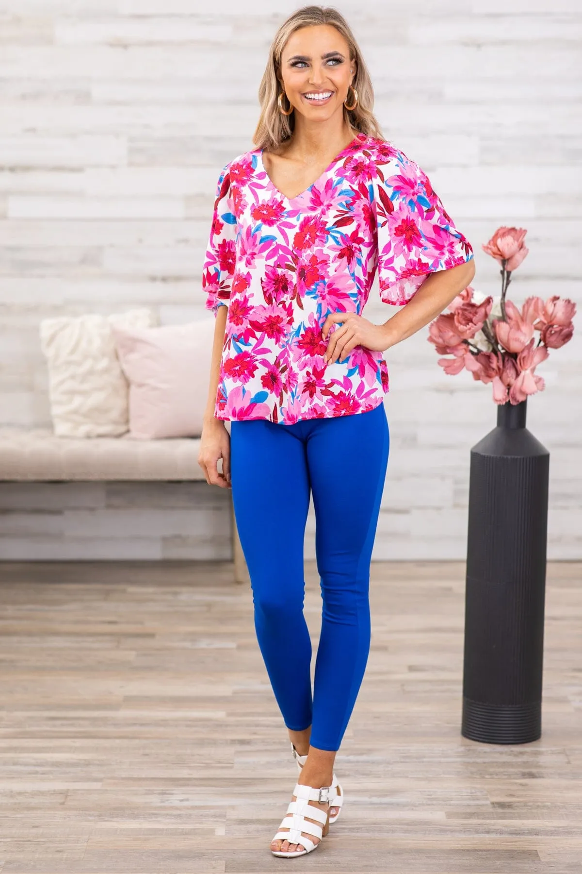 Cobalt Wide Waistband Ponte Leggings