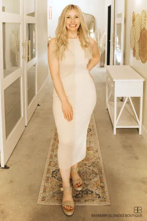 Color Block Ribbed Dress-Cream Multi
