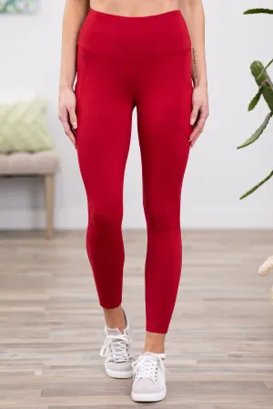 Crimson Leggings With Pocket
