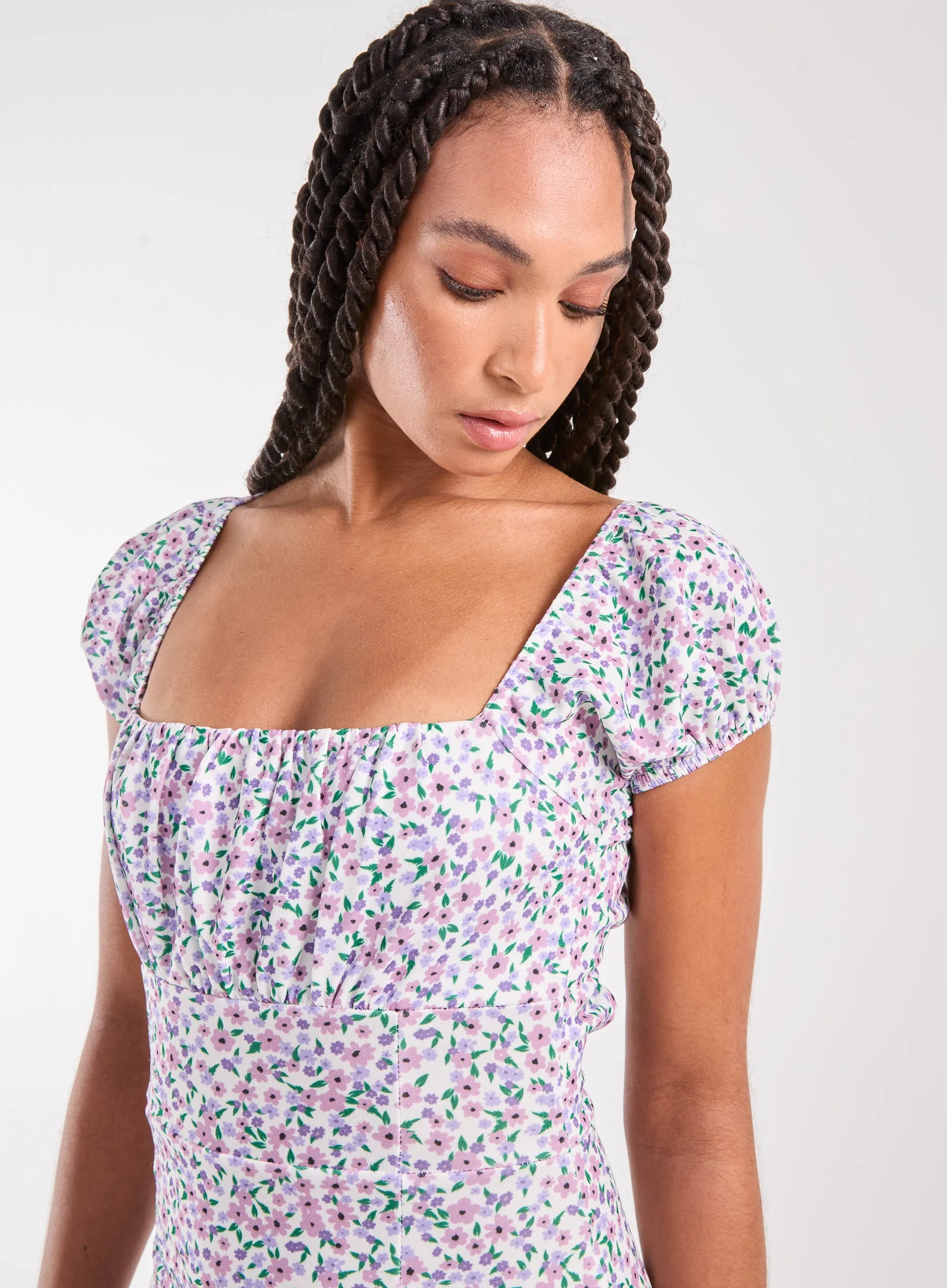 Ditsy Puff Sleeve Mini Dress
