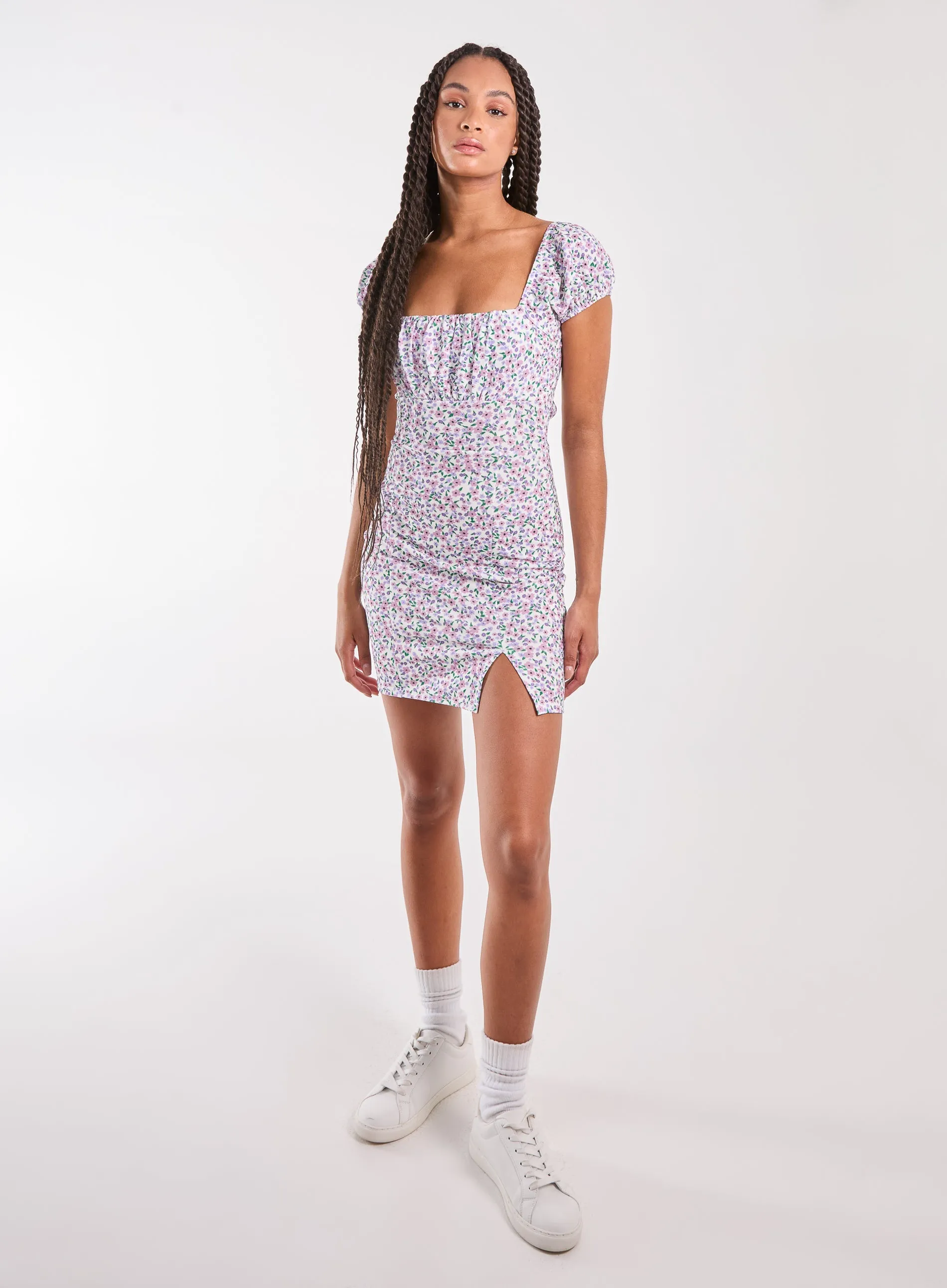 Ditsy Puff Sleeve Mini Dress