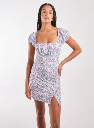 Ditsy Puff Sleeve Mini Dress