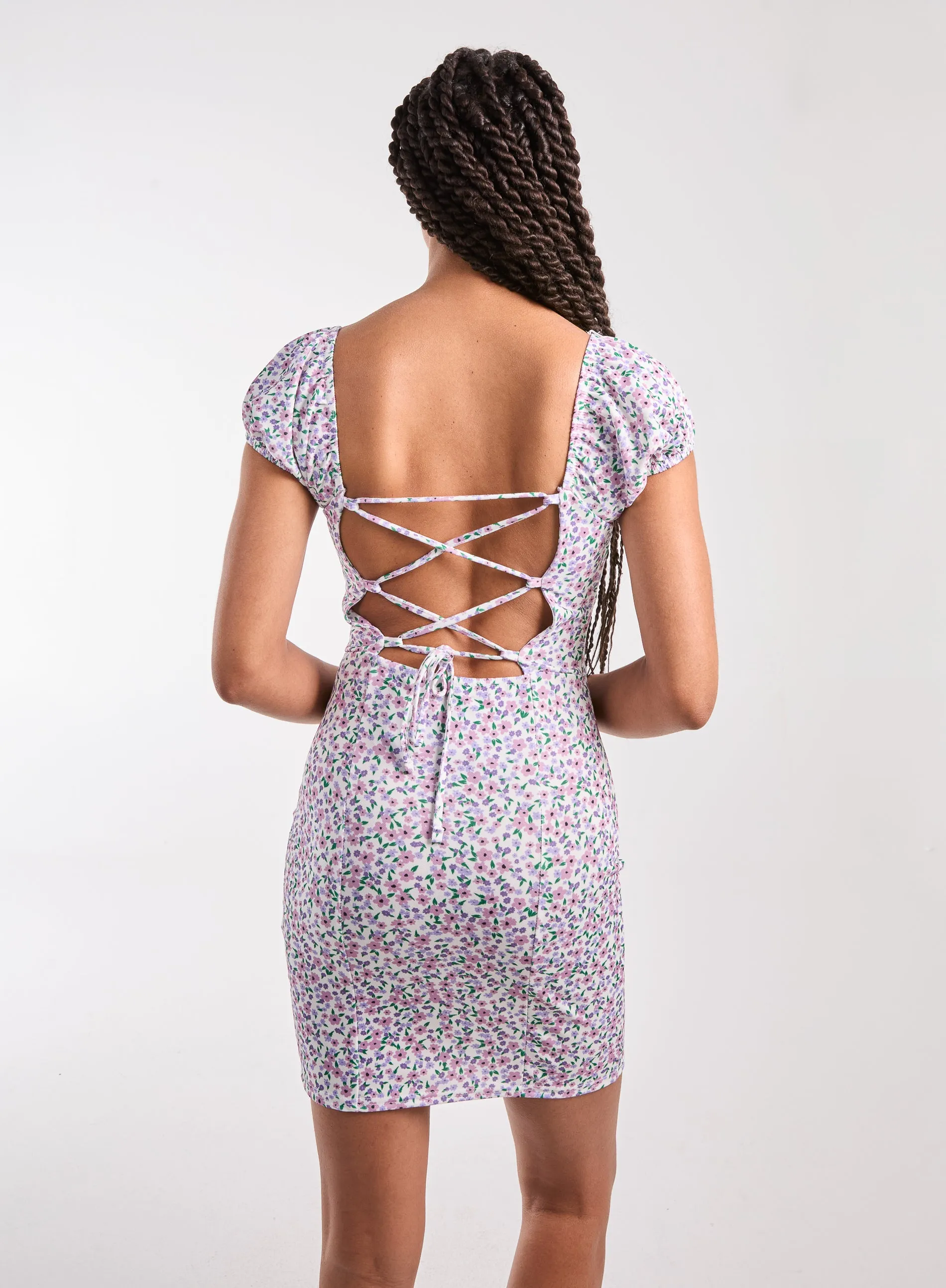 Ditsy Puff Sleeve Mini Dress
