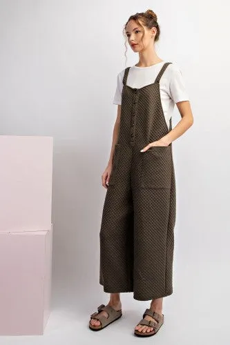 Dry Herb Textured Button Front Jumpsuit