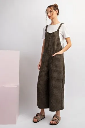 Dry Herb Textured Button Front Jumpsuit