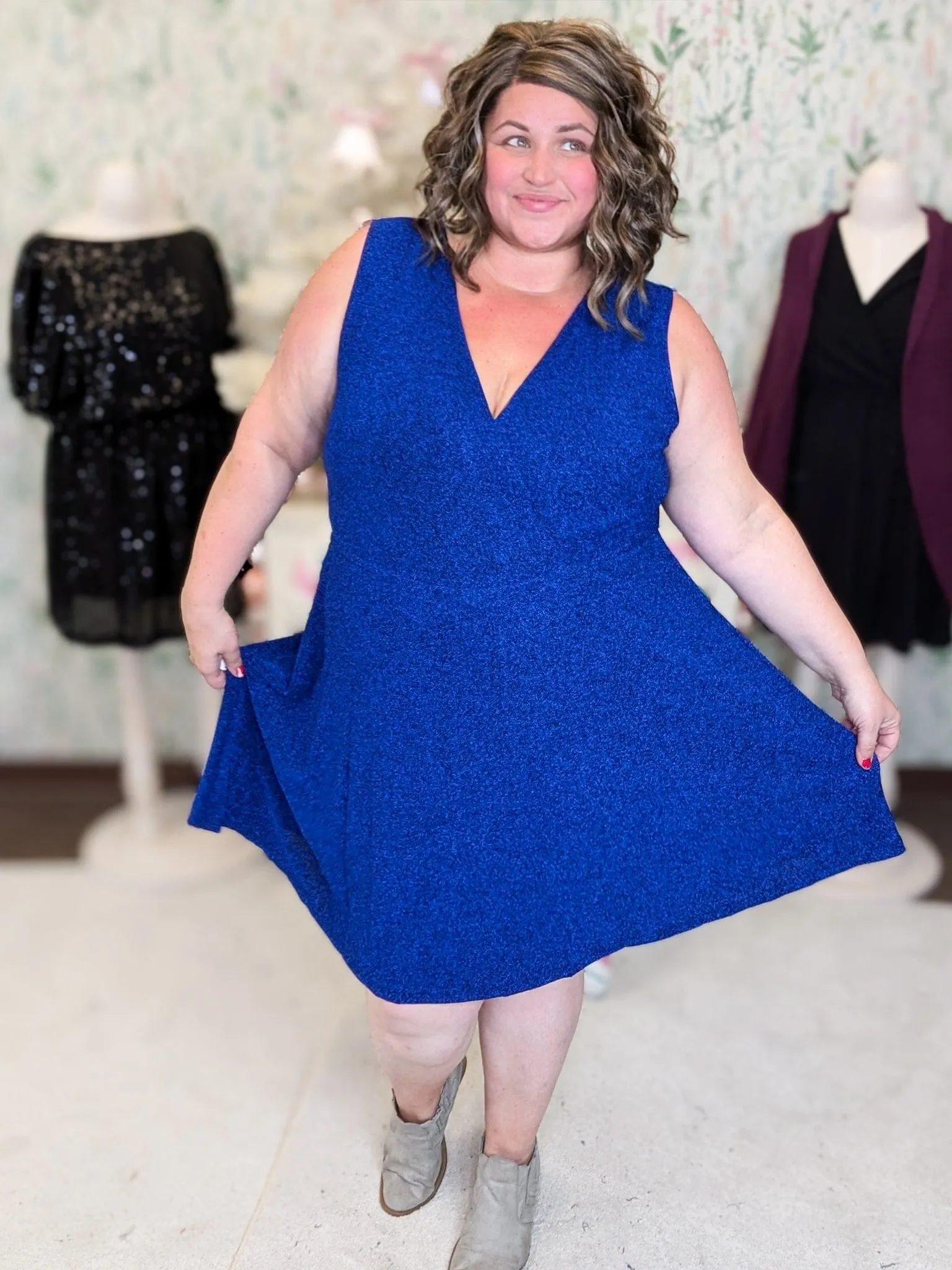 Elsa Faux Wrap Vneck Dress w/Shorts in SPARKLE