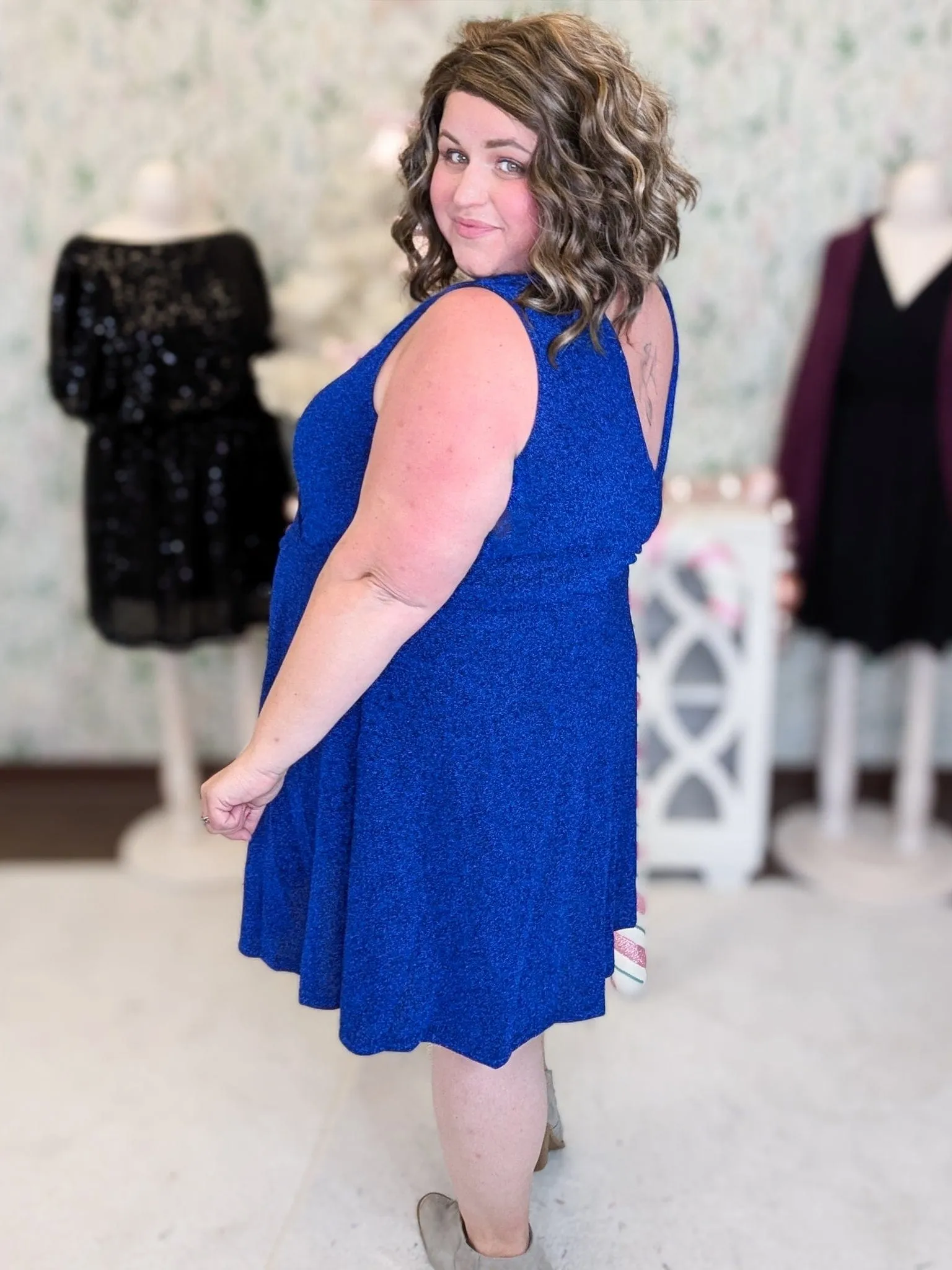 Elsa Faux Wrap Vneck Dress w/Shorts in SPARKLE