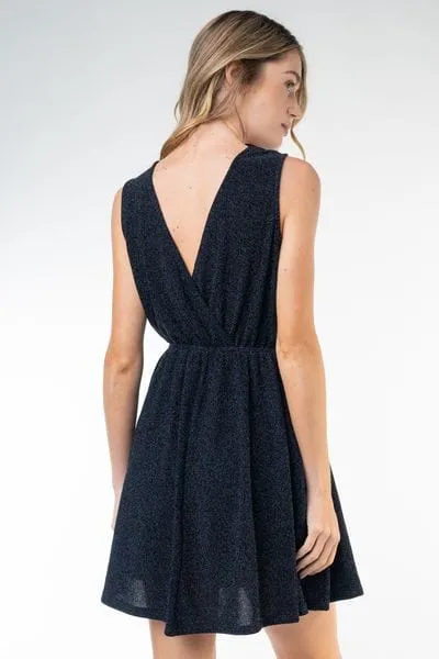 Elsa Faux Wrap Vneck Dress w/Shorts in SPARKLE