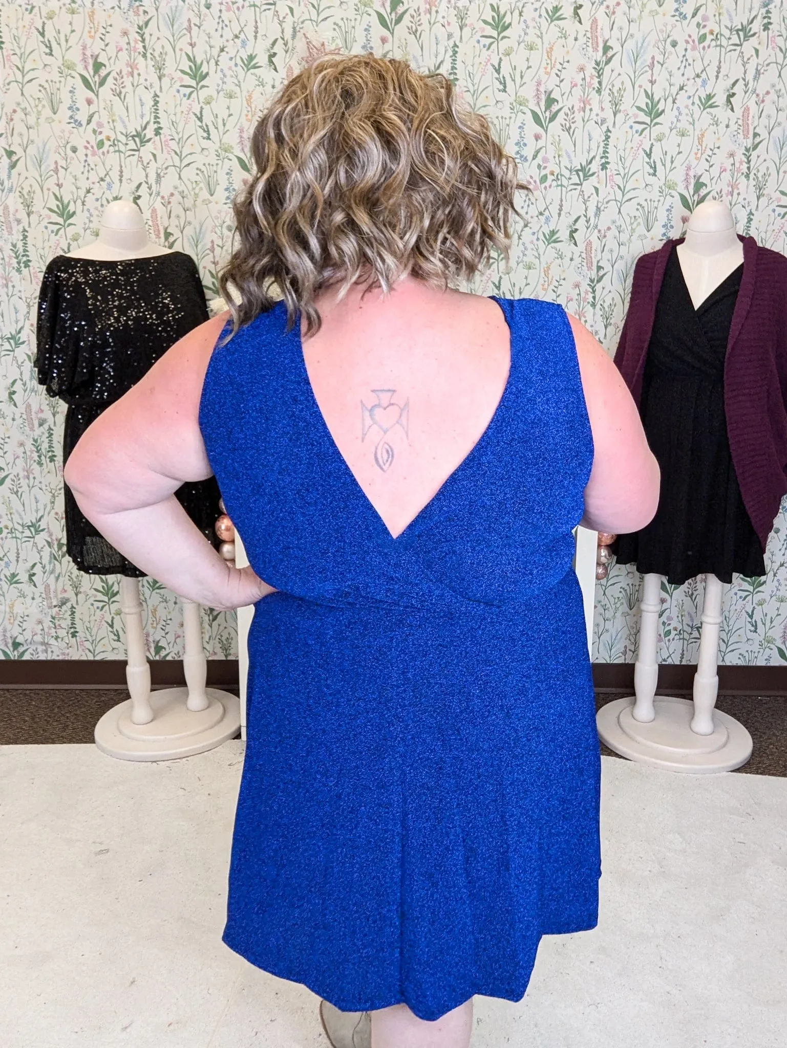 Elsa Faux Wrap Vneck Dress w/Shorts in SPARKLE