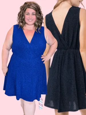 Elsa Faux Wrap Vneck Dress w/Shorts in SPARKLE