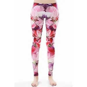 Fashionable Stretch Floral Print Leggings For Women - Pink M