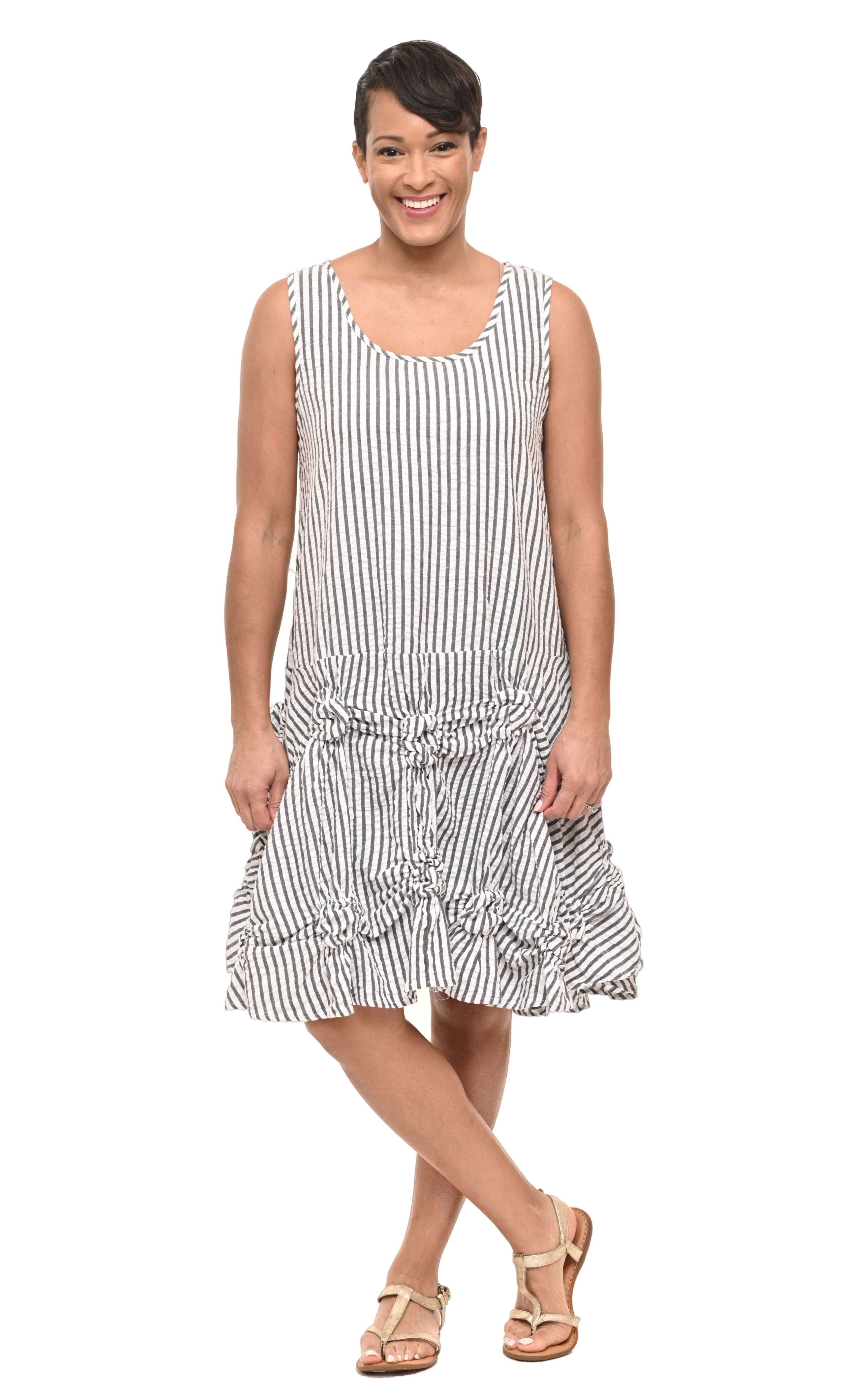 FINAL SALE CV379 Matilda Tunic  in Murphy Seersucker Stripe*